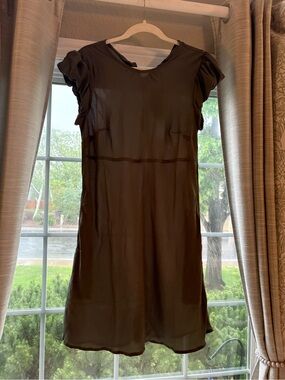 Women's Scoop army green dress with Ruffle Cap Sleeves